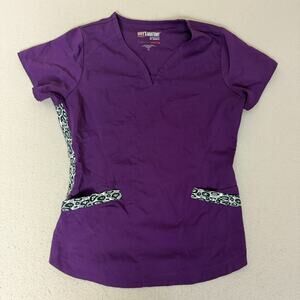Grey's Anatomy By Barco Scrub Top Women M Purple Spandex Stretch Pockets